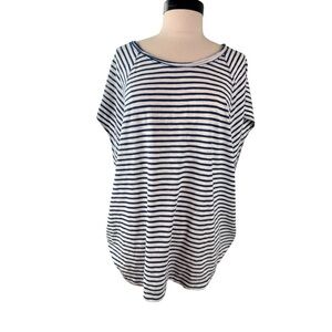 We The Free Blue and White Striped Short Sleeve Tee